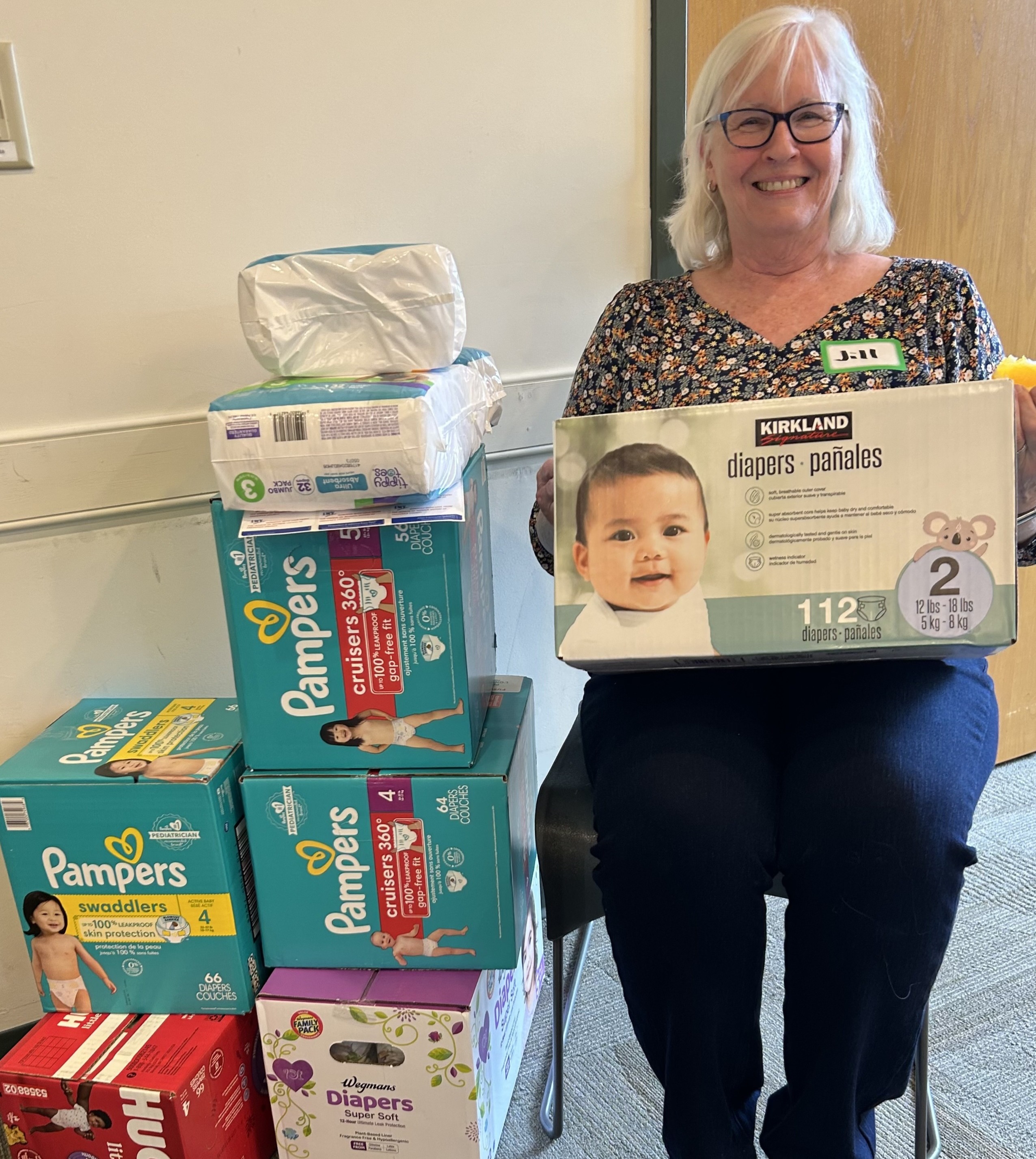 Jill with diapers for Centro Hispano de Frederick