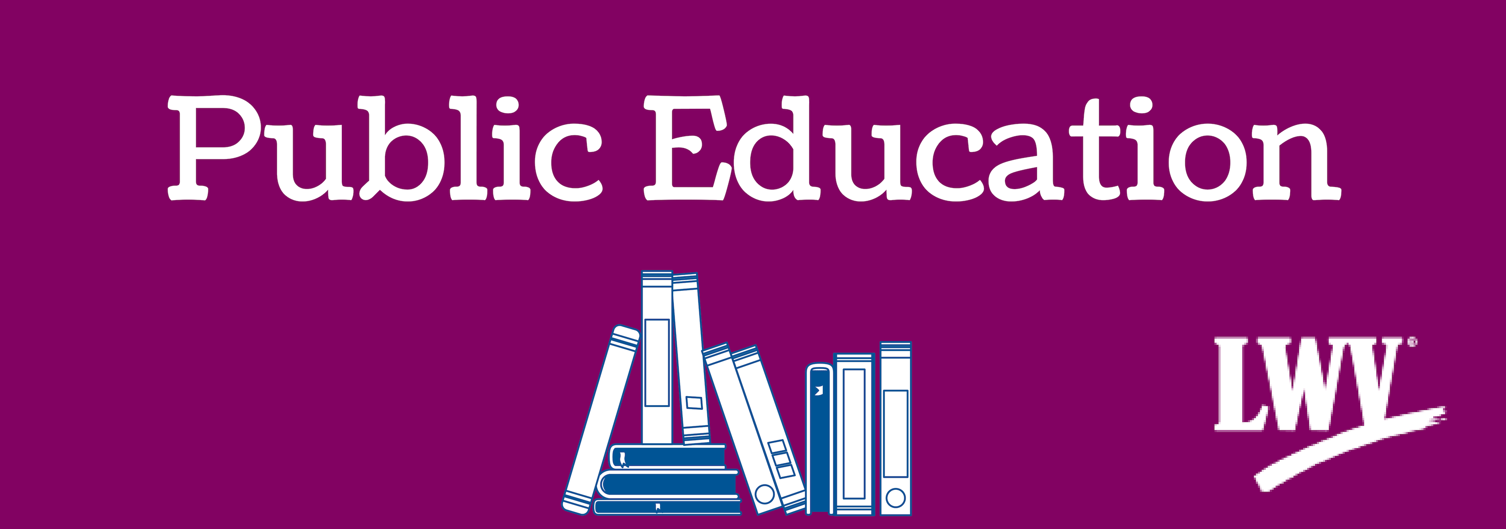 Public education graphic with books and League Logo