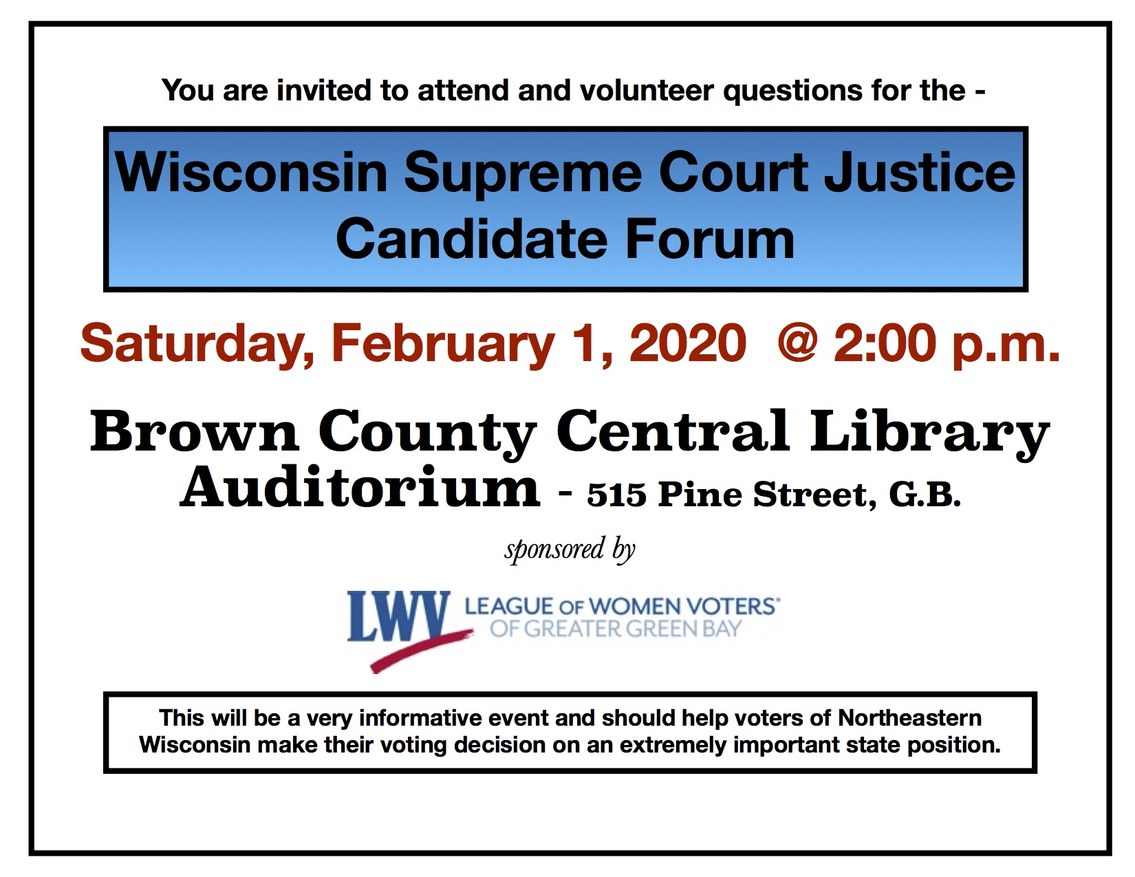 Wisconsin Supreme Court Justice Candidate Forum MyLO
