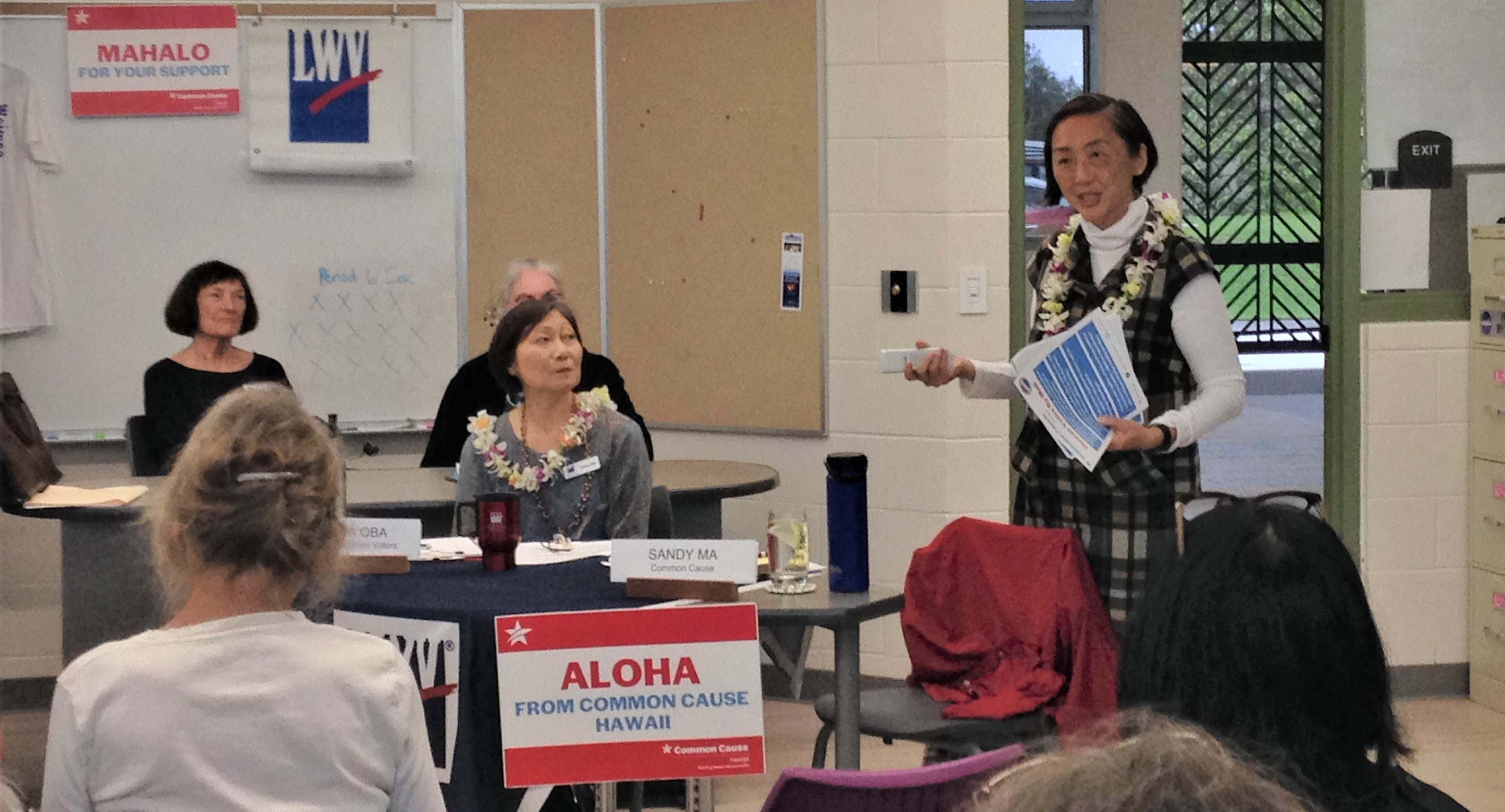 Sandy Ma of Common Cause Hawai'i speaks on Vote By Mail
