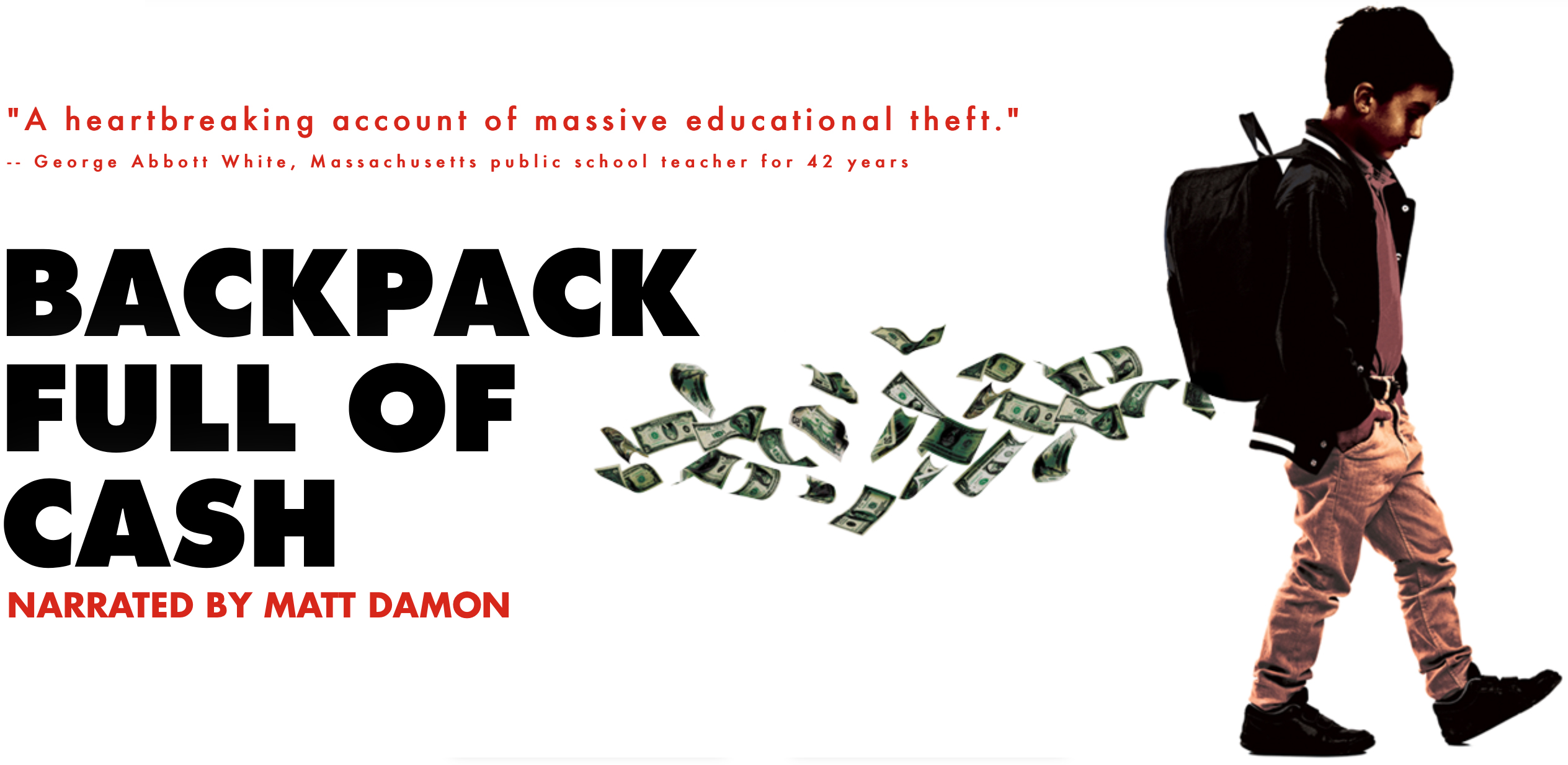 "Backpack Full of Cash" narrated by Matt Damon Ad for documentary "Backpack Full of Cash"