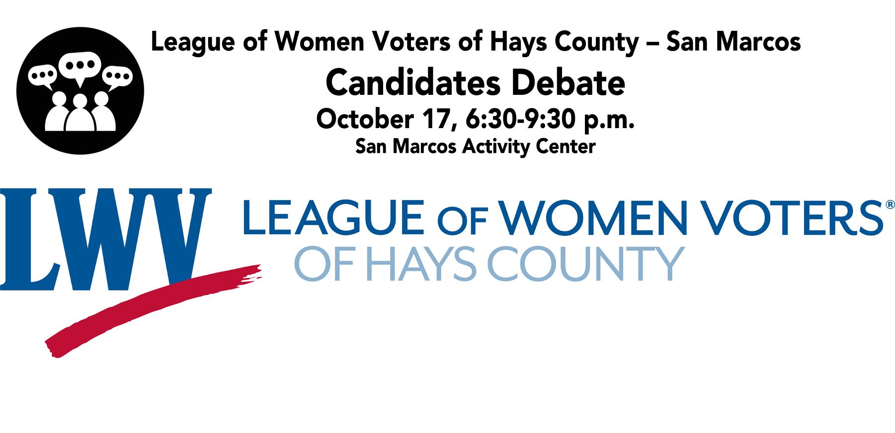San Marcos Area Candidates Debate Oct. 17 poster
