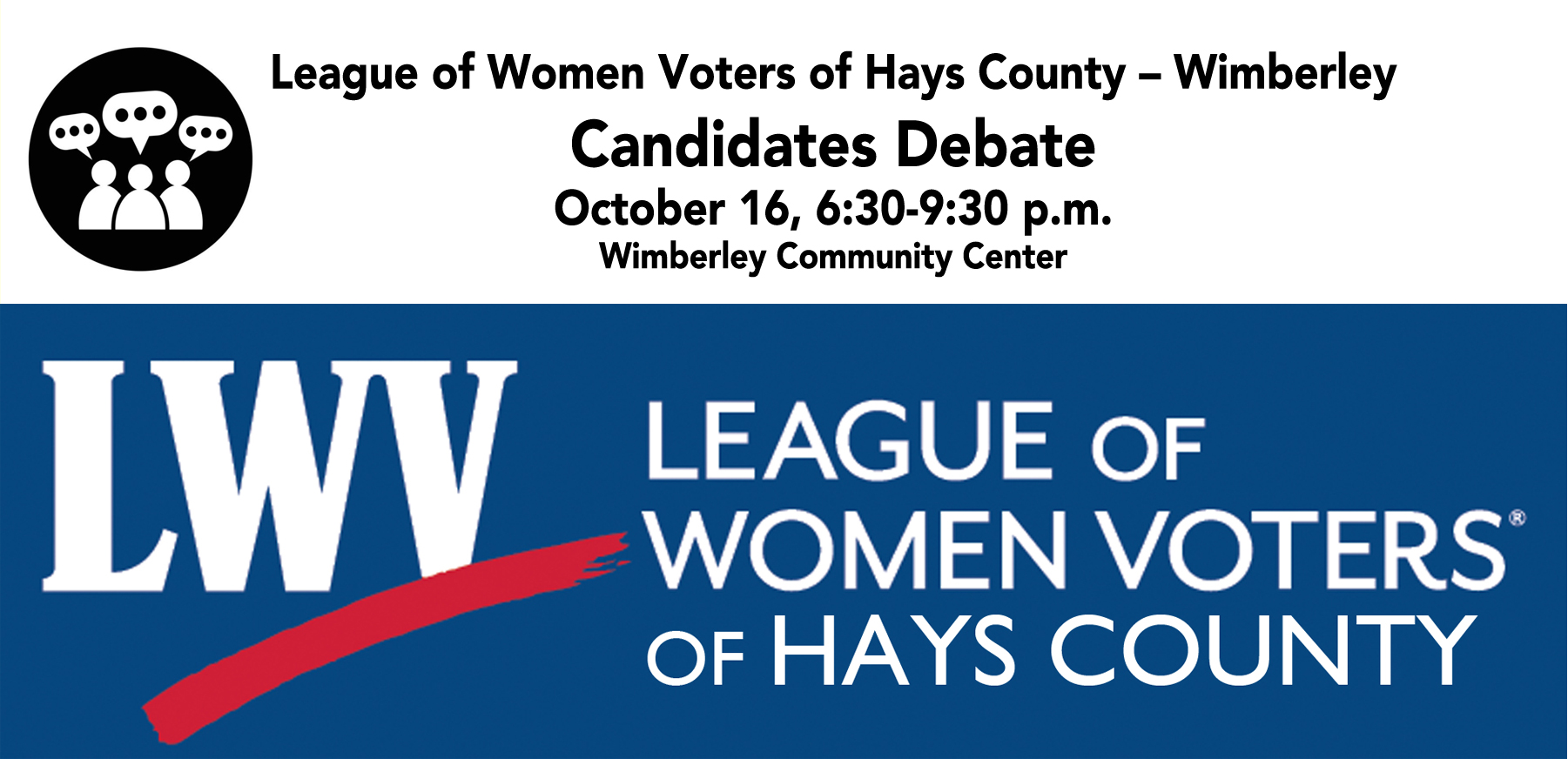 Wimberley Candidates Debate Oct. 16 poster