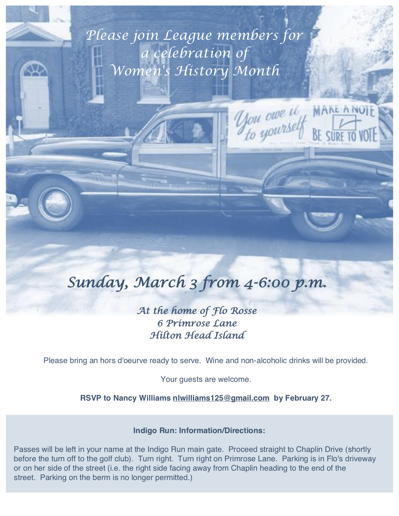 Celebrate Women's History Month with the League on March 3, 4-6 p.m. 