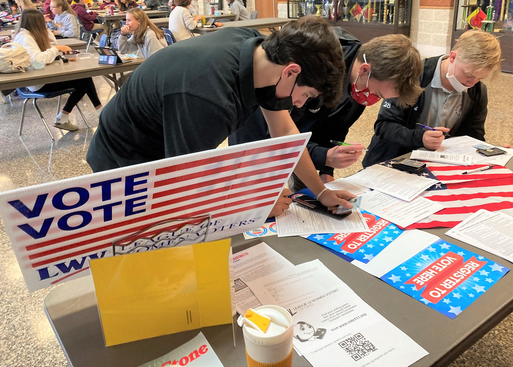 students registering to vote