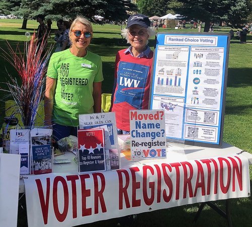 women registering voters