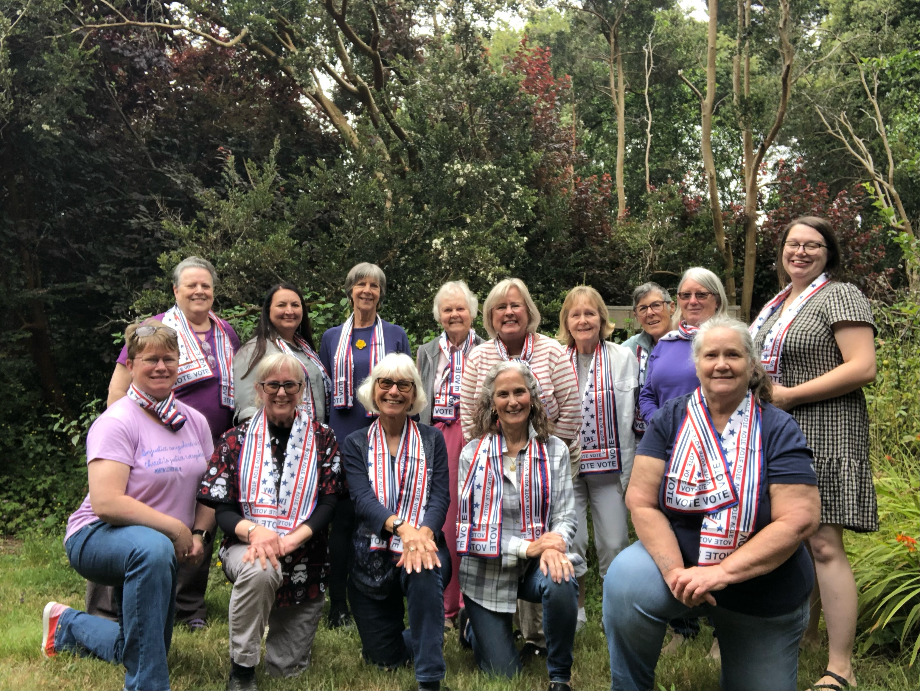 League of Women Voters of Humboldt County 2024/25 Board Members Back Row L-R: Molly Cate, Michelle Vassel, Leslie Leach, Byrd Lochtie, Peggy Syvertson, Cindy Humphry, Sylvia Shaw, Becky Simpson, Jessica Schlachter Front Row L-R: Julie Kelly, Bonnie Oliver