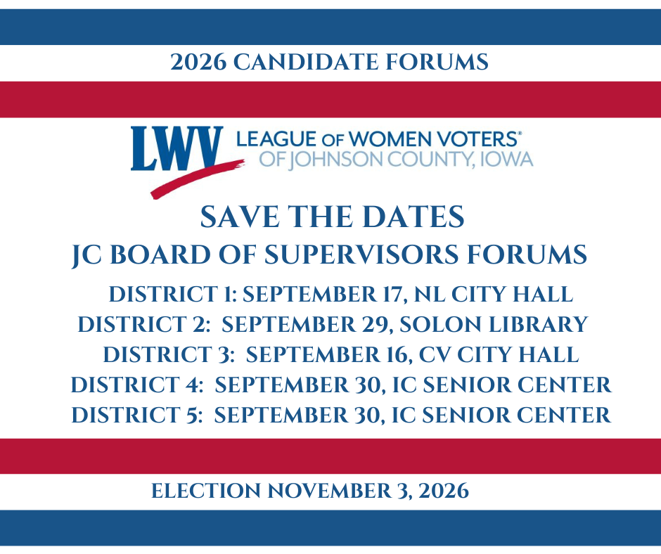 candidate forums  Board of Supervisors   Johnson County Districts   election November 2026