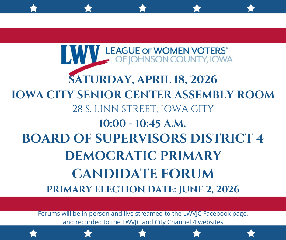 Candidate Forum, Johnson County Supervisors  Democratic Primary Forum