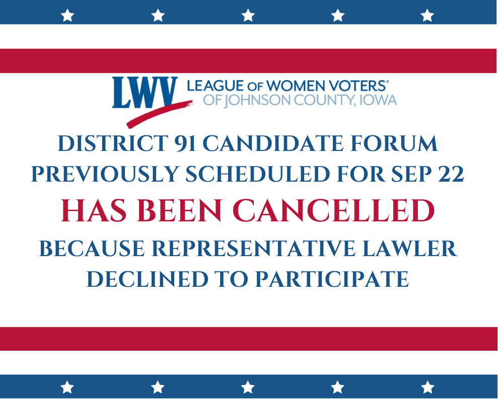 Candidate Forum Cancellation