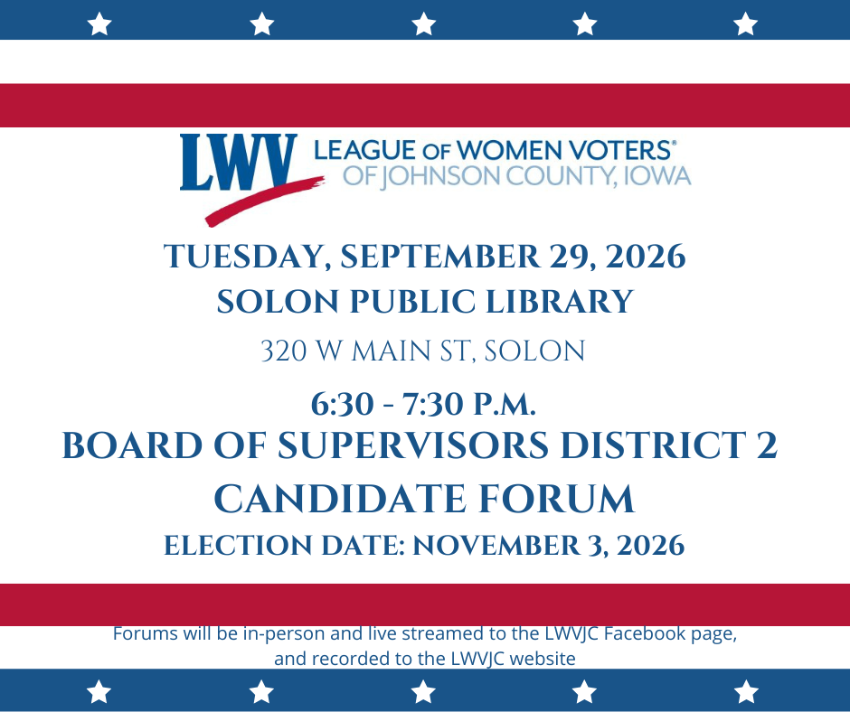 candidate forums  Board of Supervisors   Johnson County Districts   election November 2026