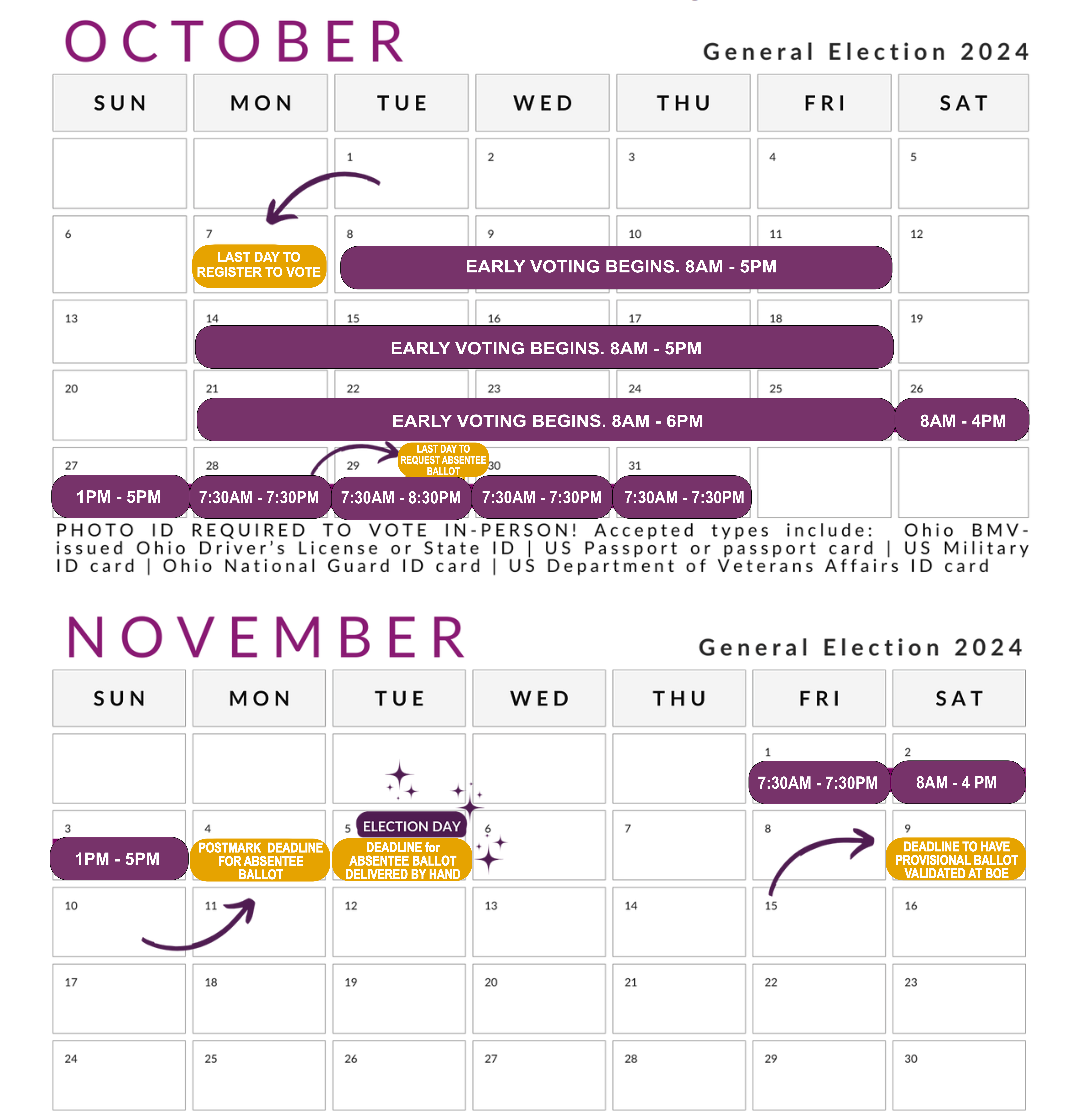 voting calendar fall 2024