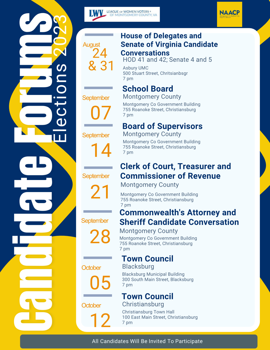 2023 Candidate Forums Calendar