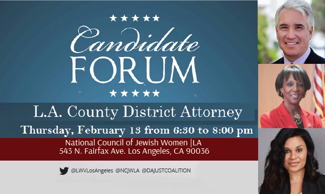 Candidate Forum flyer for DA