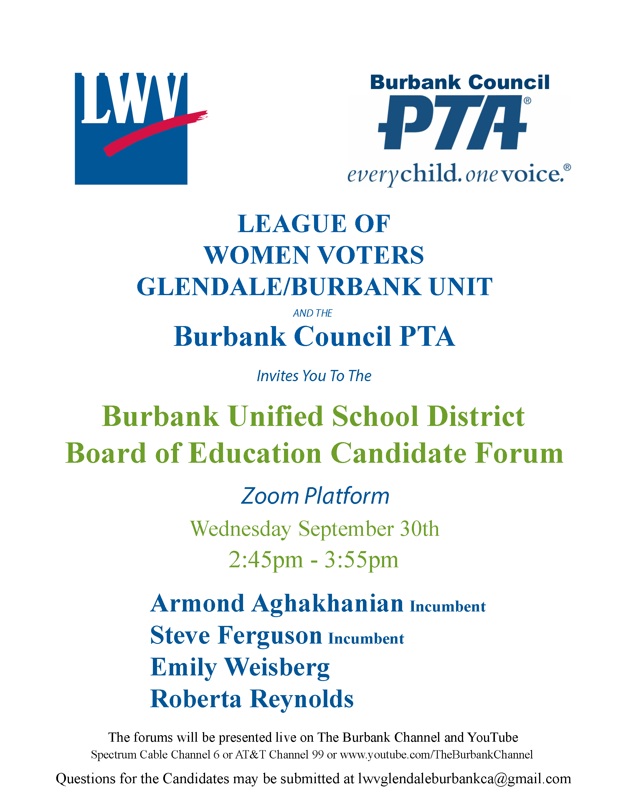 Burbank Unified School District Board of Education Candidate Forum | MyLO