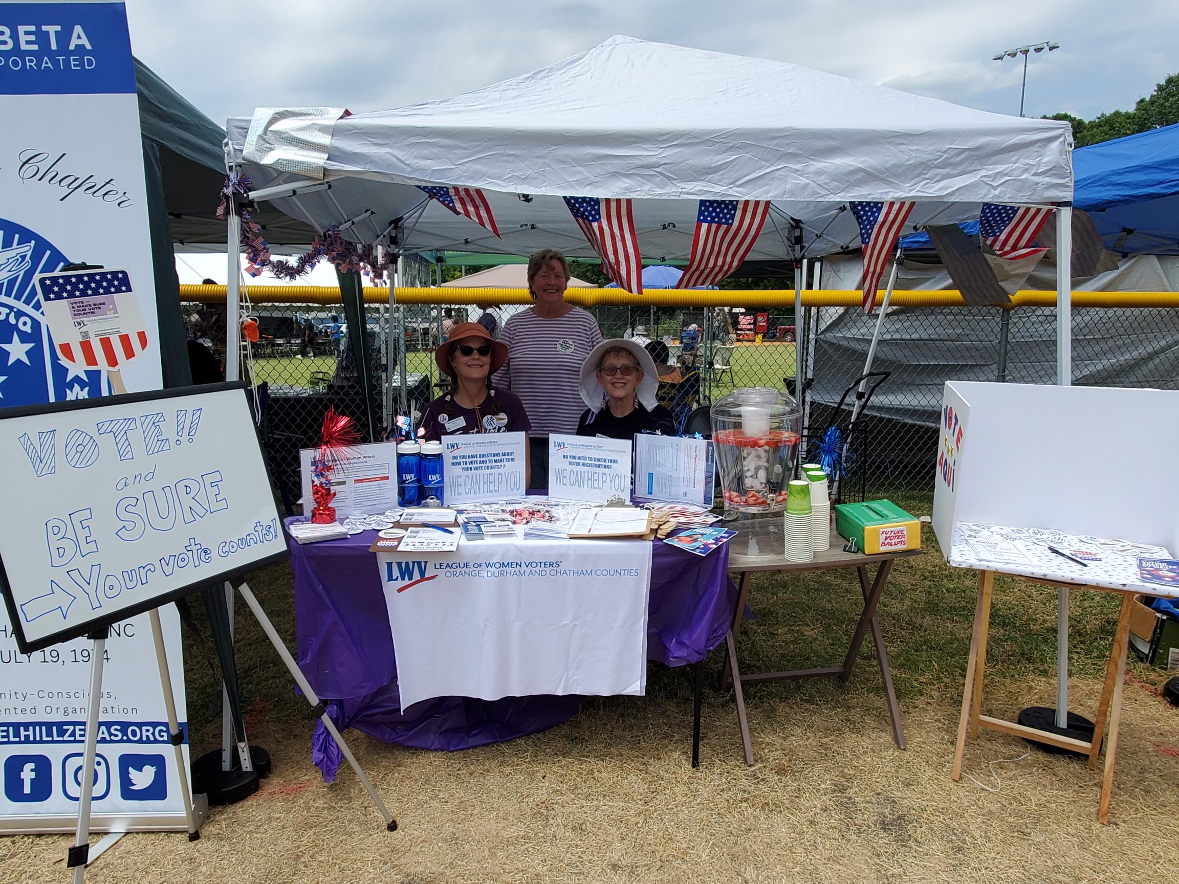 Juneteenth Voter Reistration Booth at Hargraves Center in Durham