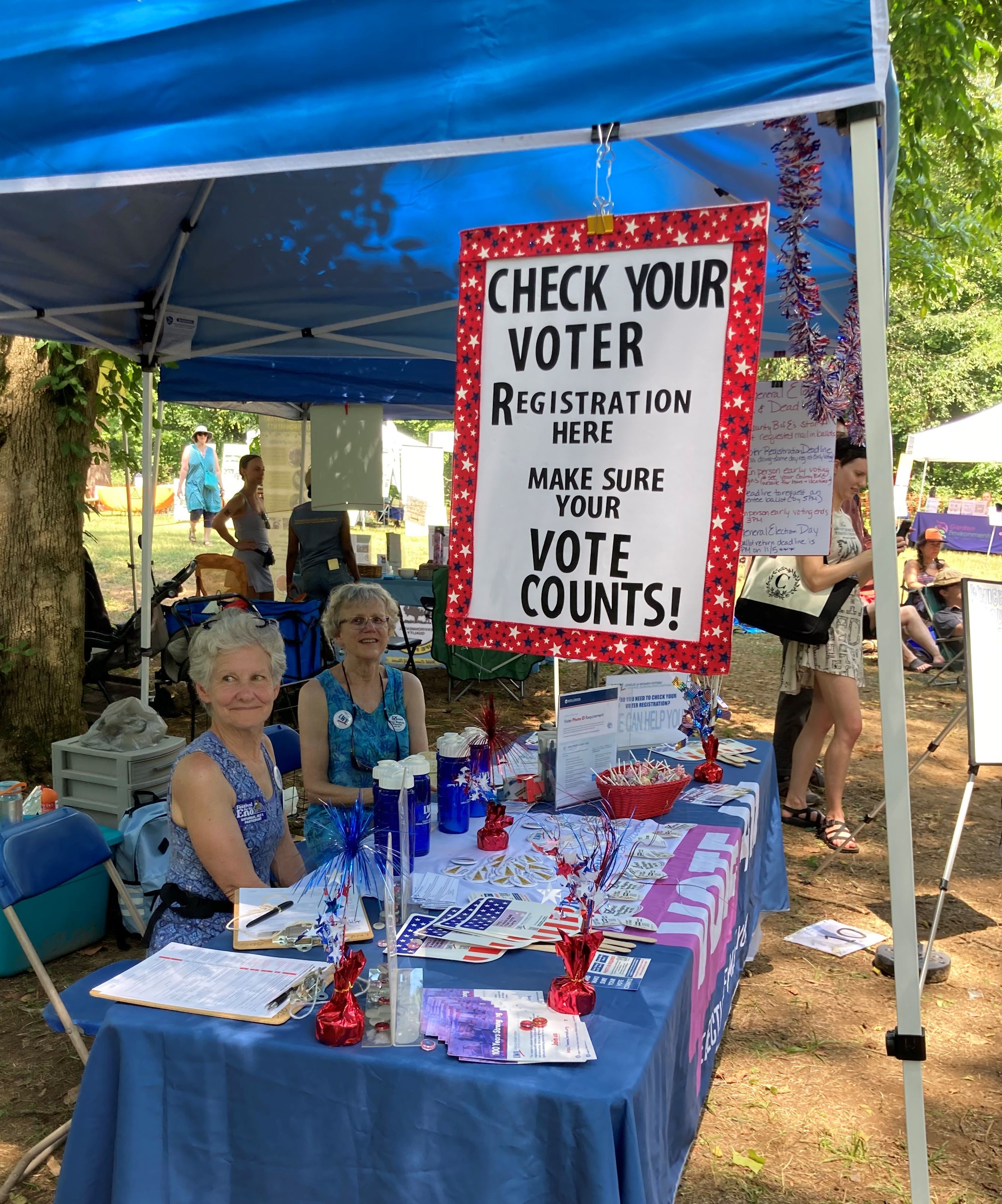 Festival on the Eno LWVODC Voter Registration Table