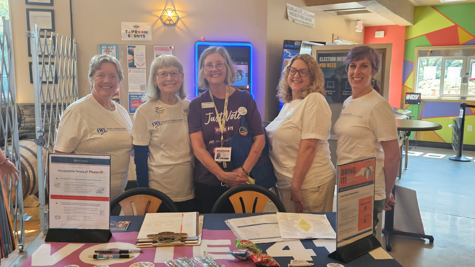 LWVODC members tabling at Bull City Solera and Taproom, September 2025