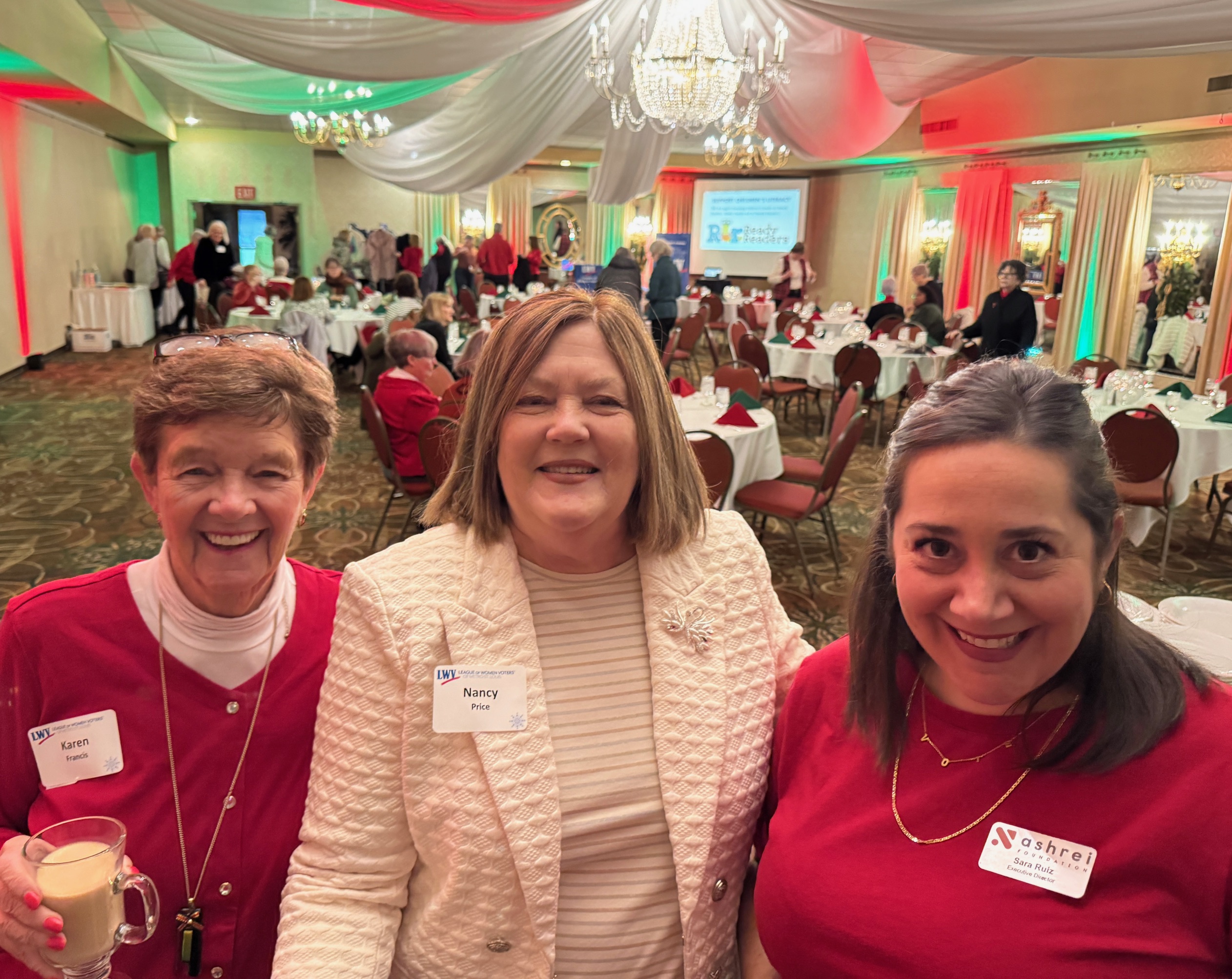 Karen Francis, Nancy Price and Sara Ruiz at Holiday Brunch