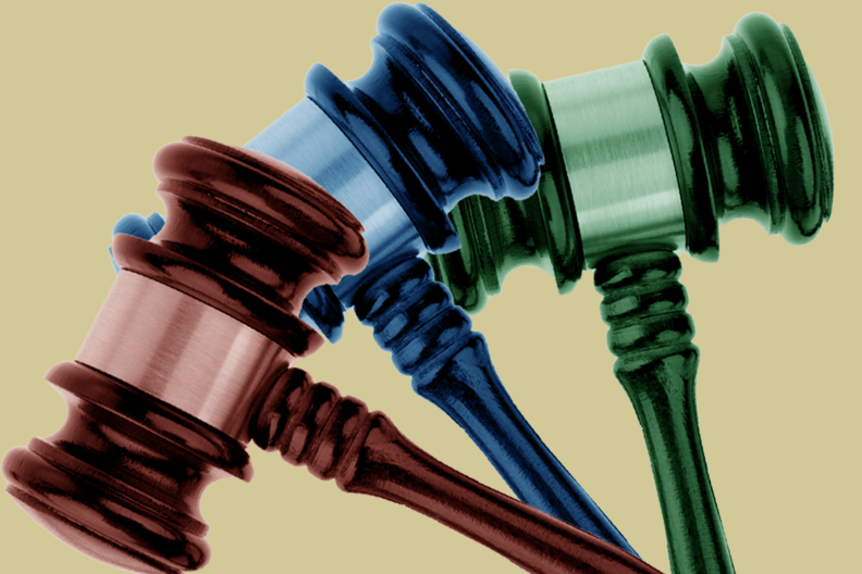 a picture of 3 gavels