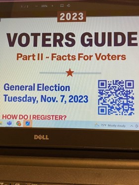 Screenshot of 2023 Voting Guide with QR code