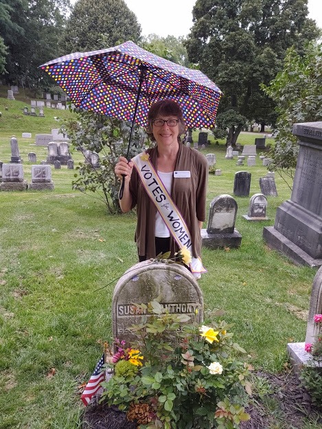 Woman at Susan B. Anthony grave site