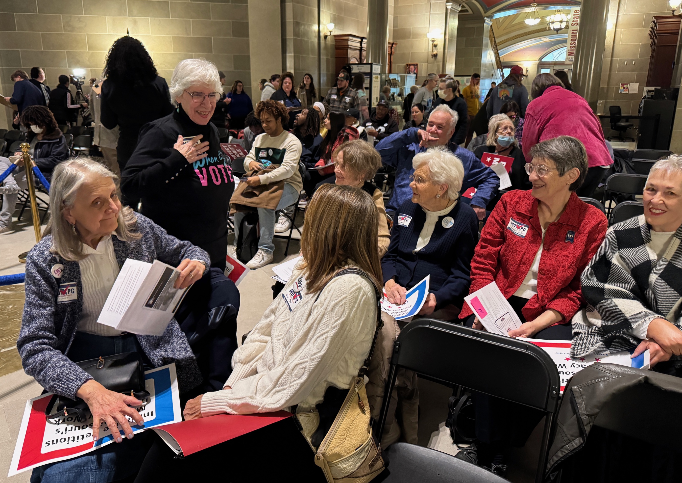 Marilyn McLeod with members in the Capitol rotunda