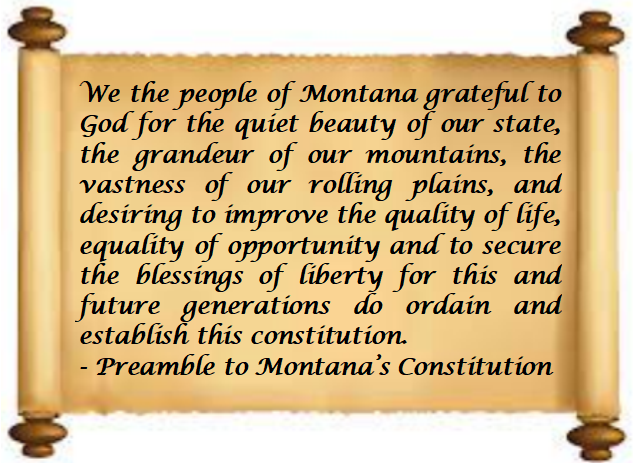 Image of Scroll with Preamble to MT Constitution 