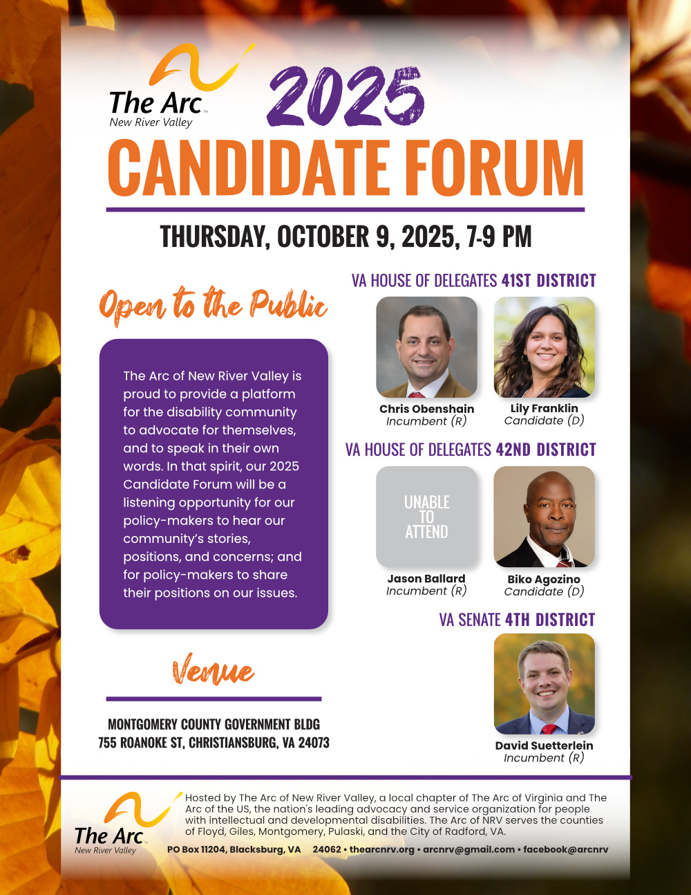 The Arc of New River Valley 2025 Candidate Forum