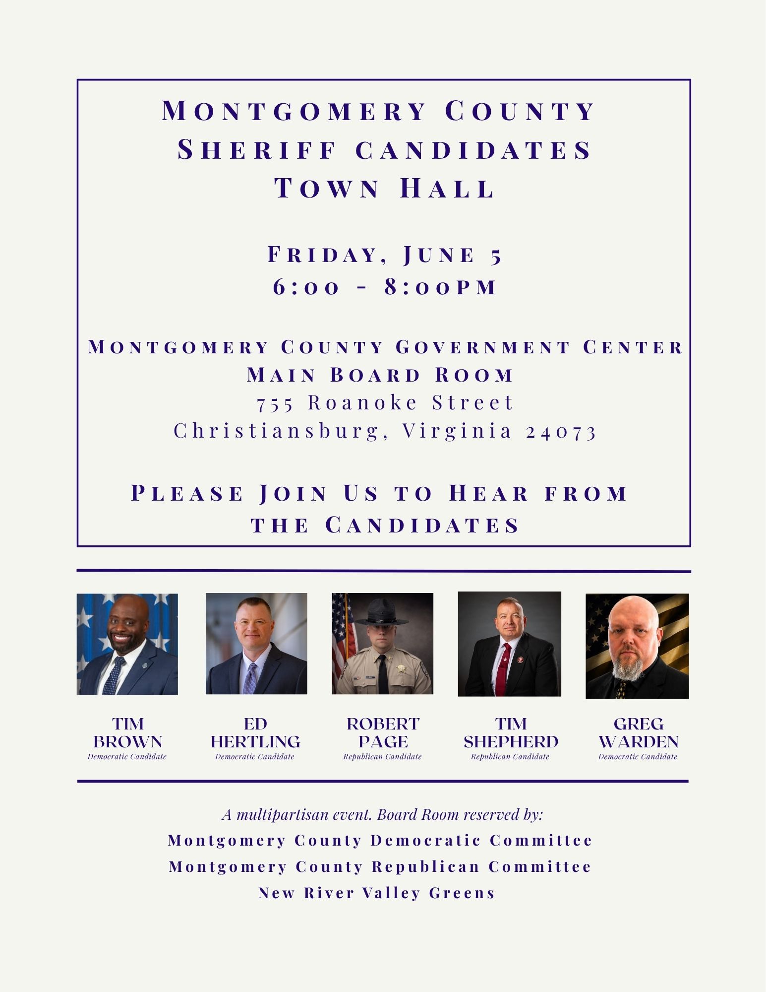 Montgomery County Sheriff Candidates Town Hall June 5, 2026