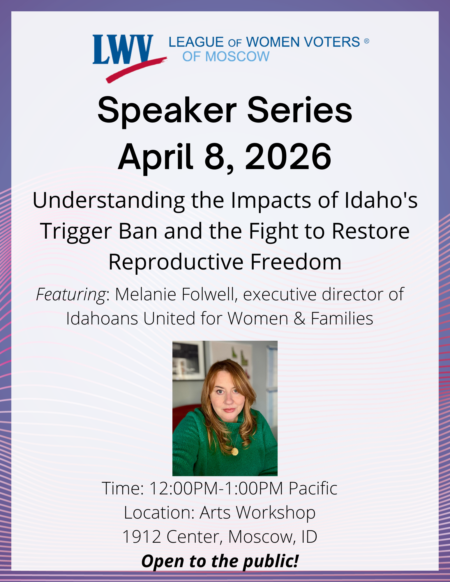 Advertisement for Speaker Series event