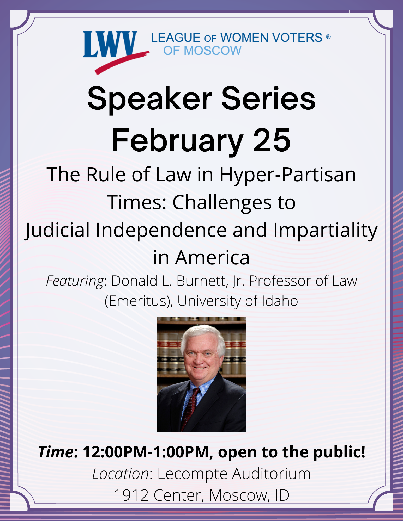 Advertisement for Speaker Series event
