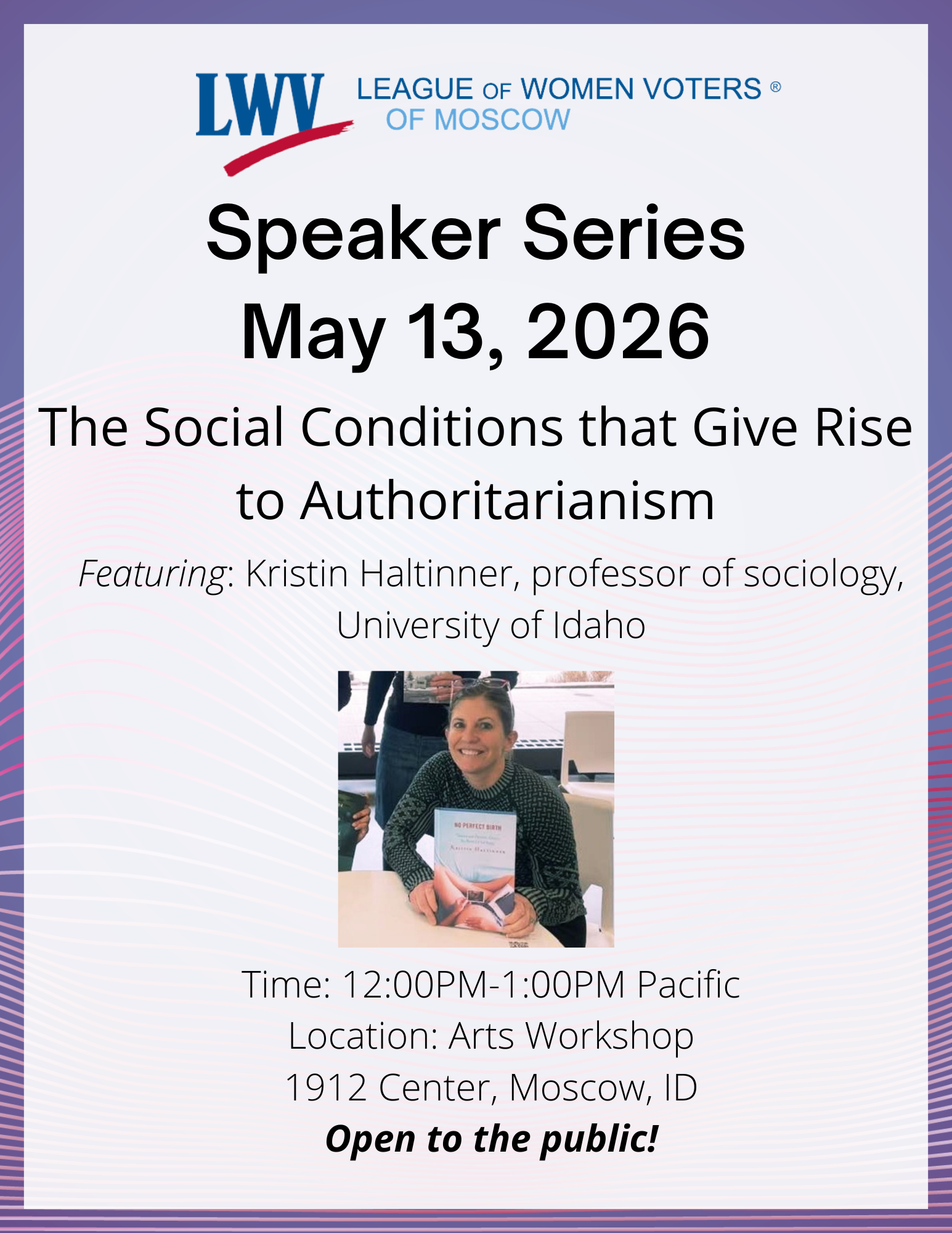 Advertisement for Speaker Series event