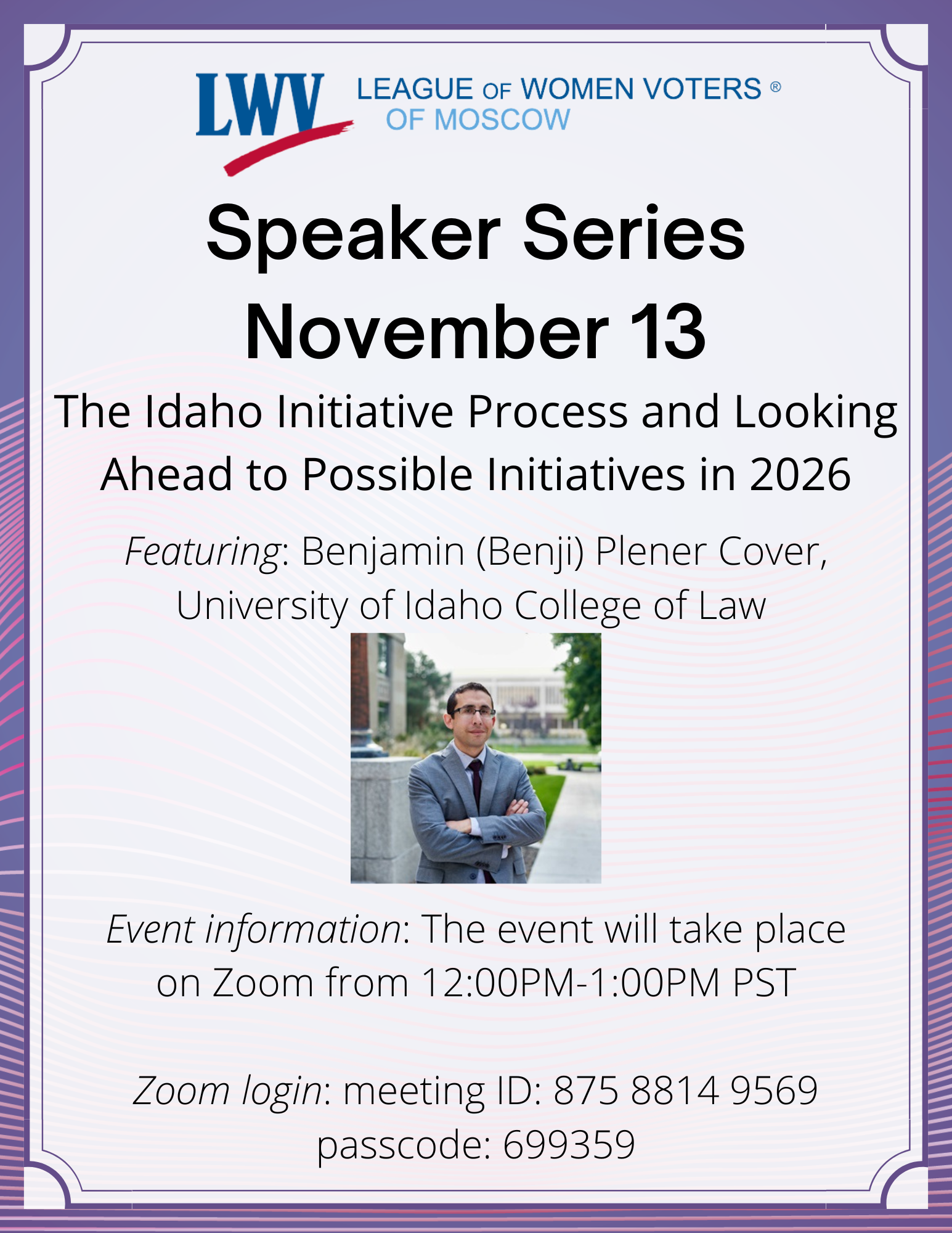 Advertisement for Speaker Series