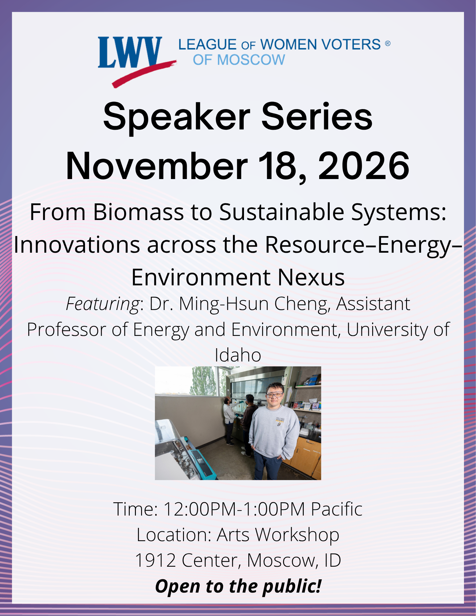 Advertisement for Speaker Series event