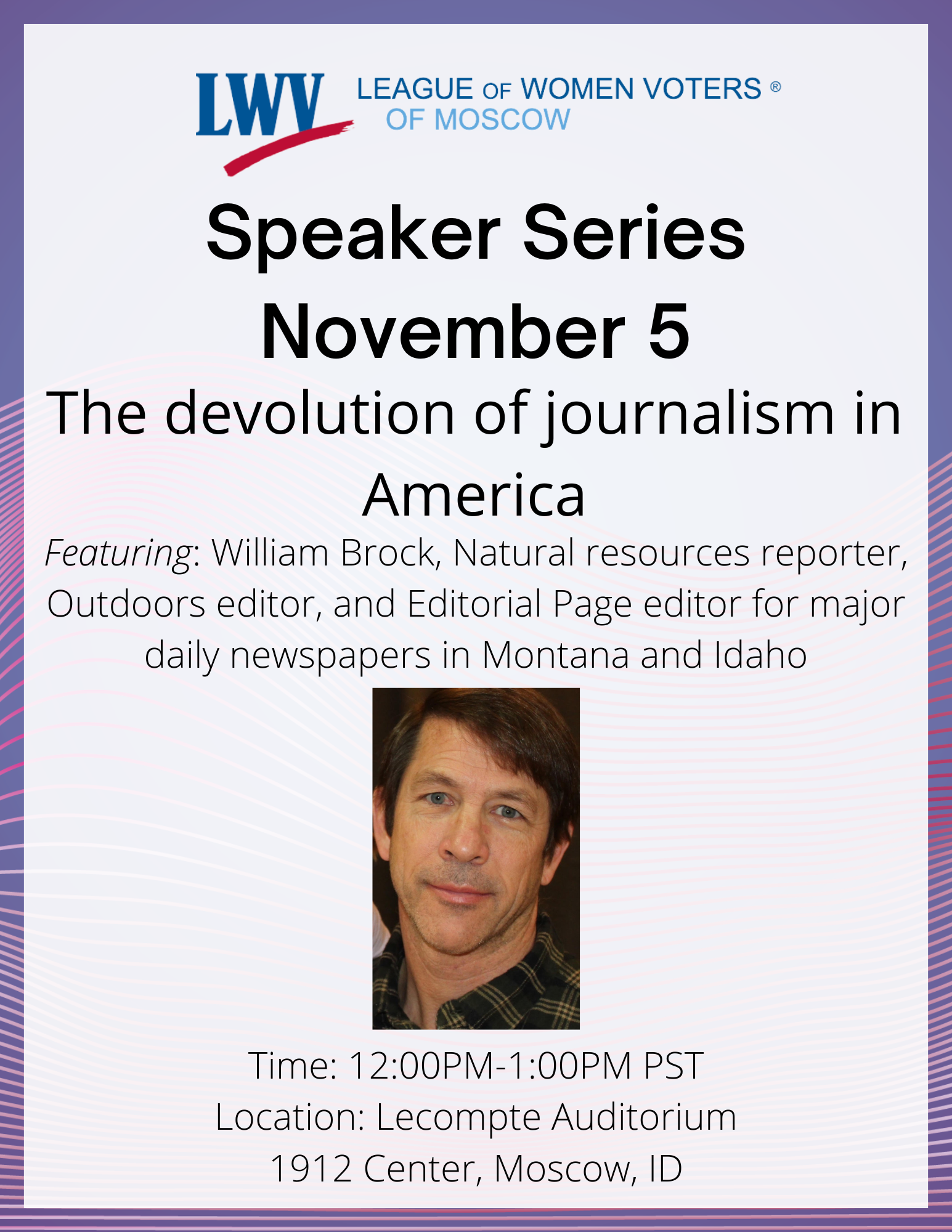 Advertisement for Speaker Series event