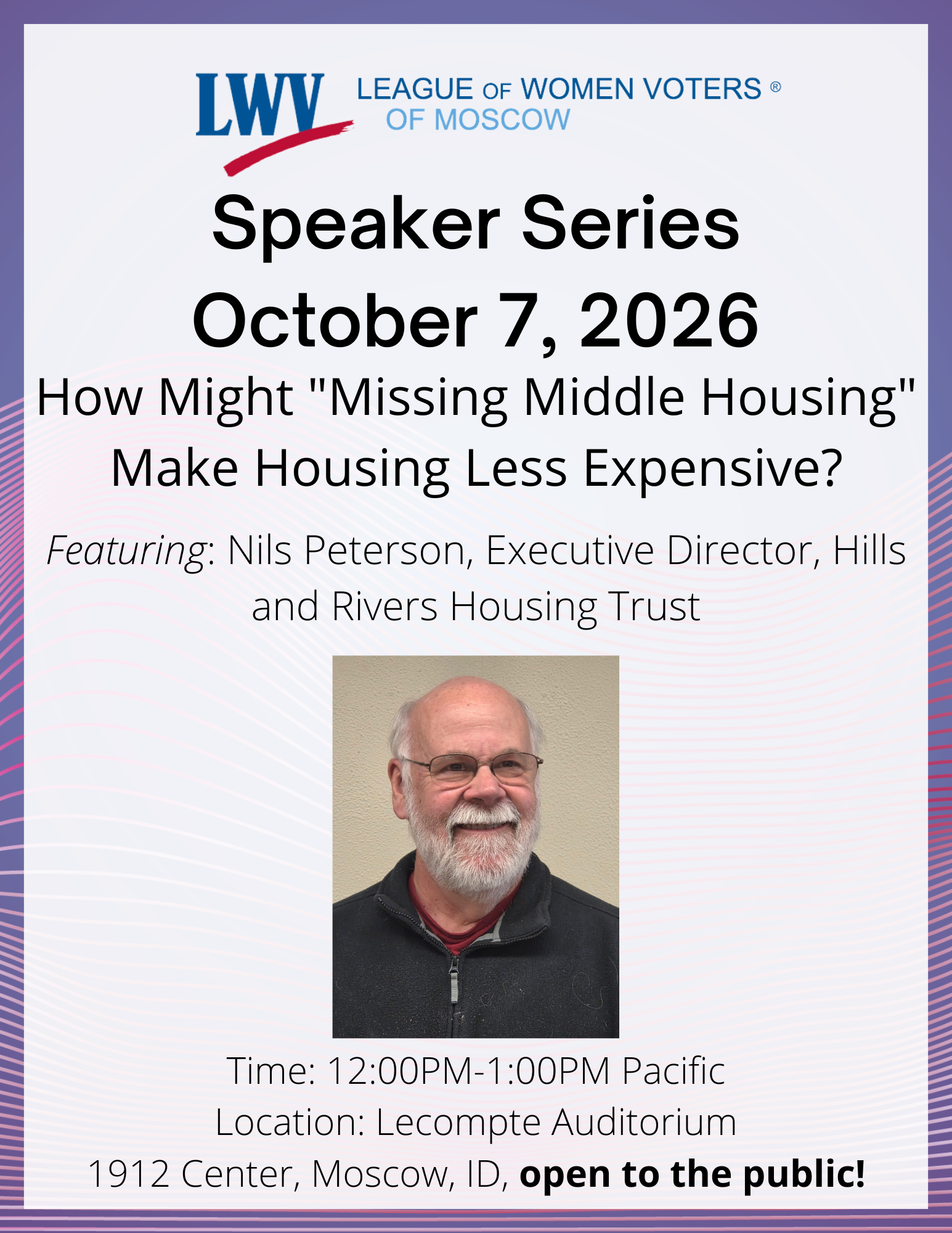 Advertisement for Speaker Series event