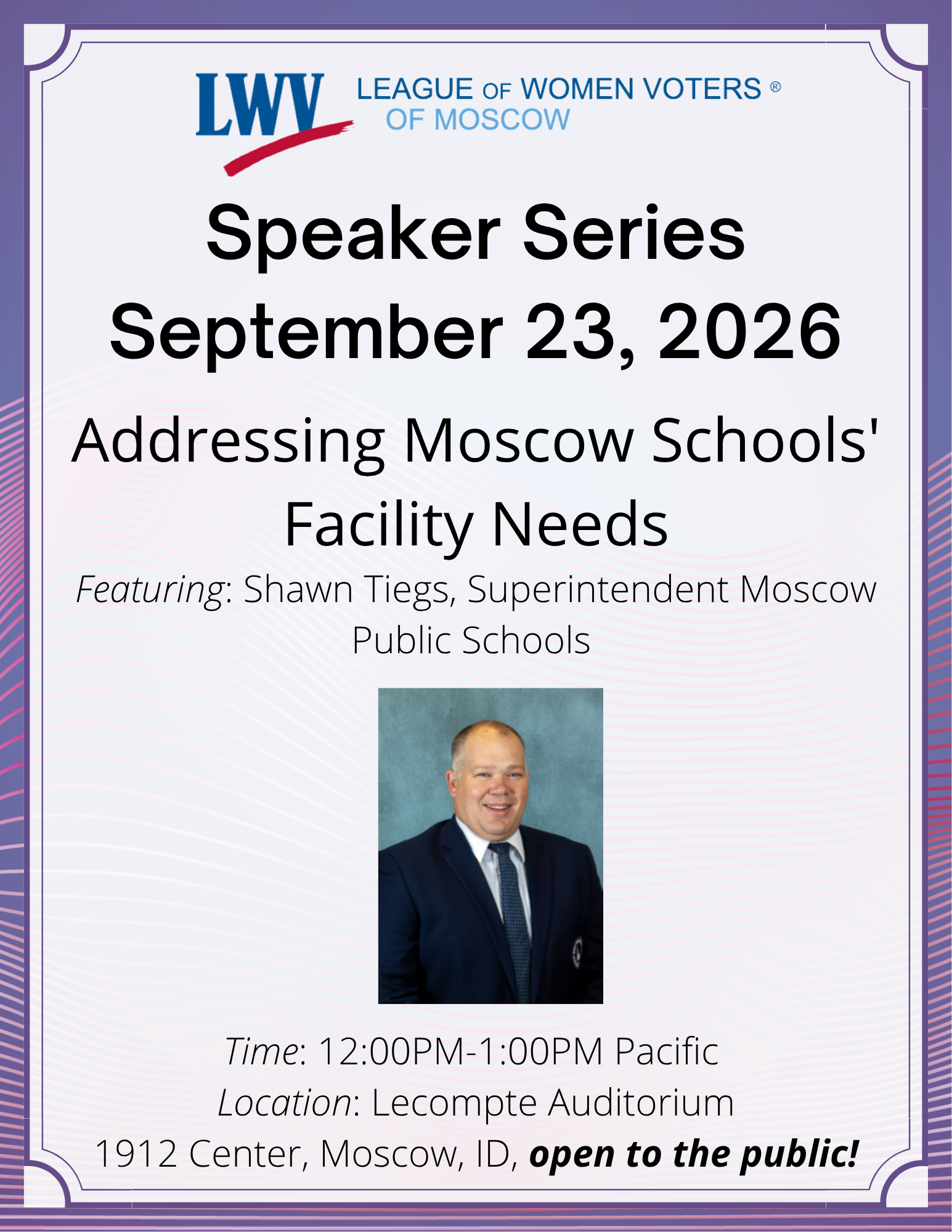 Advertisement for Speaker Series event