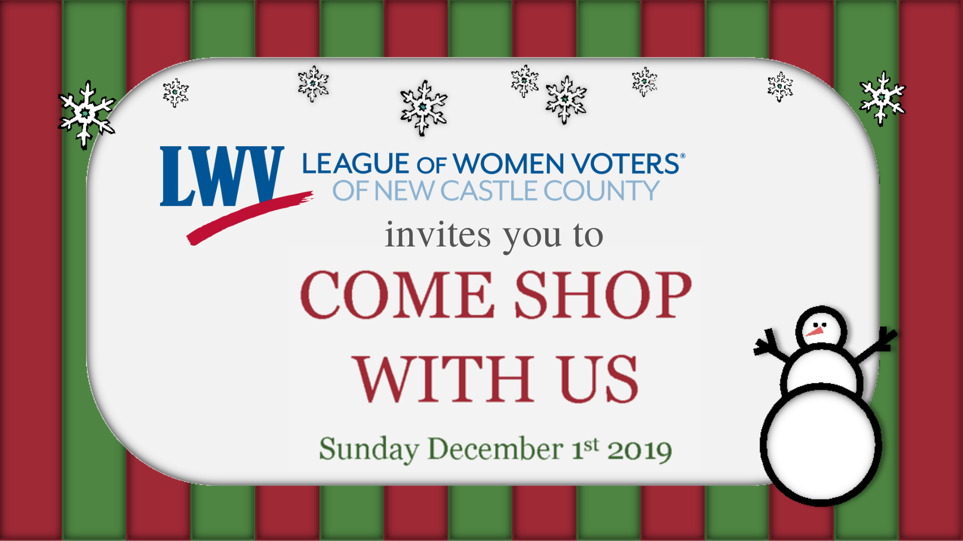 LWVNCC Come Shop with Us December 1st, 2019