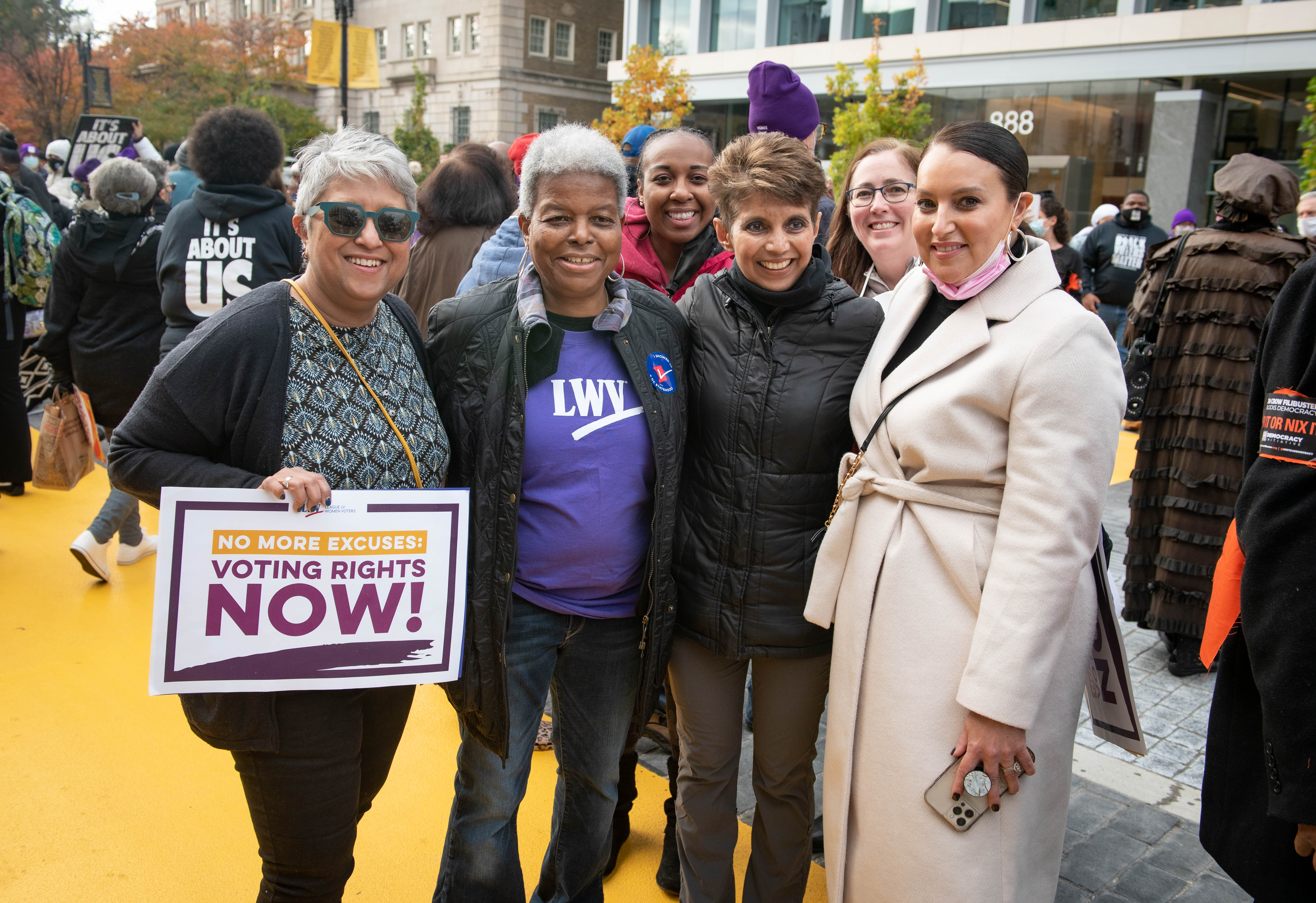 LWVUS leaders at a rally 