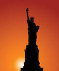 Statue of Liberty at sunset 