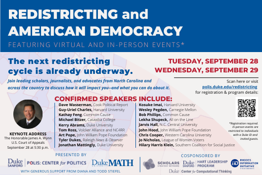 graphic for redistricting event at duke