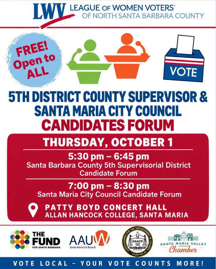 oct 01 2026 Candidate Forum info Santa Maria