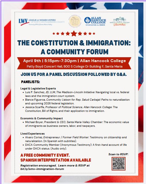 Apr 19 Santa Maria Community Forum  The Constitution & Immigration