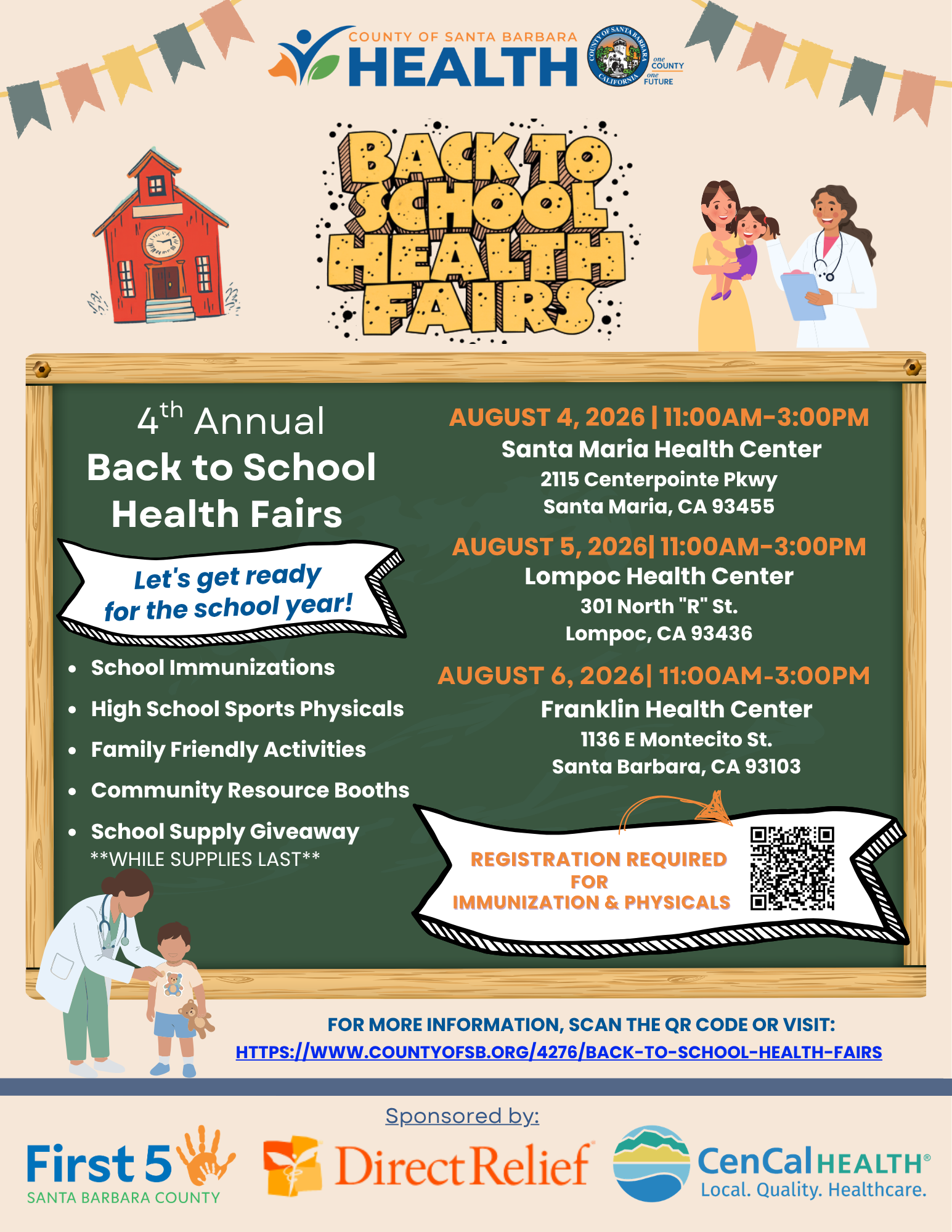 Back to School Health Fair flyer Aug 4 11-3 Santa Maria