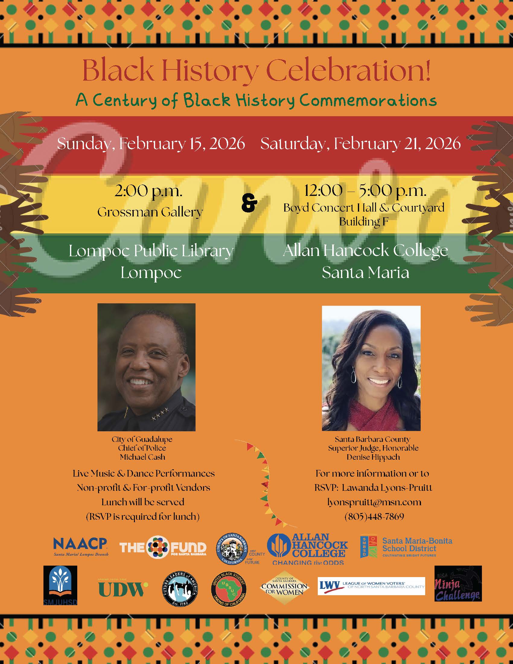 Black History 2026 Flyer English, Lompoc Santa Maria February, speakers listed