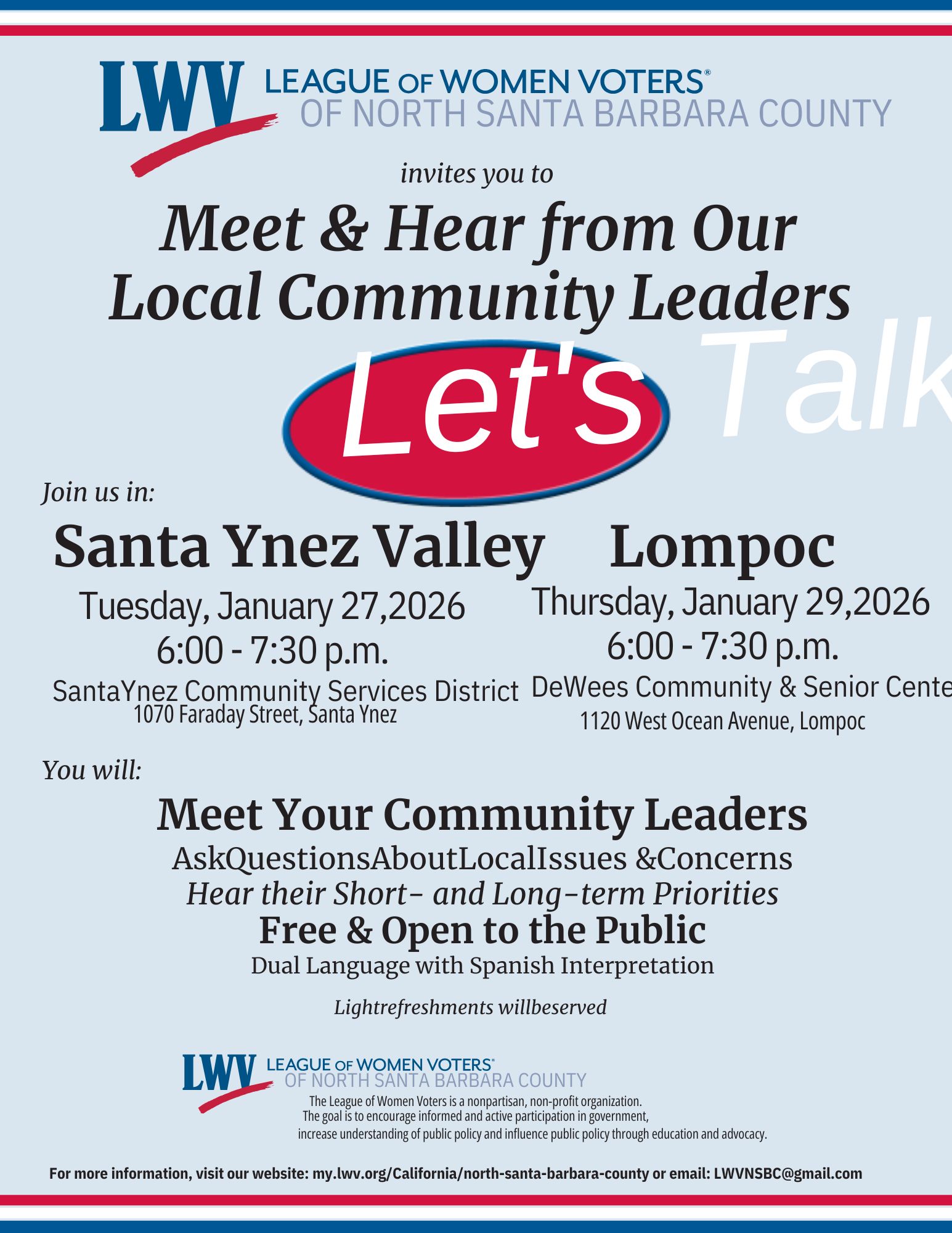 event flyer Meet local leaders-Lompoc and Santa Ynez