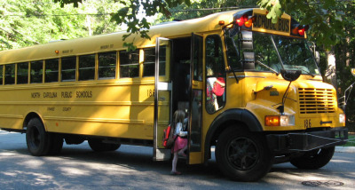 Child loading on bus