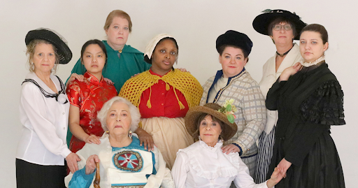 Ladies dressed up in historical gear 