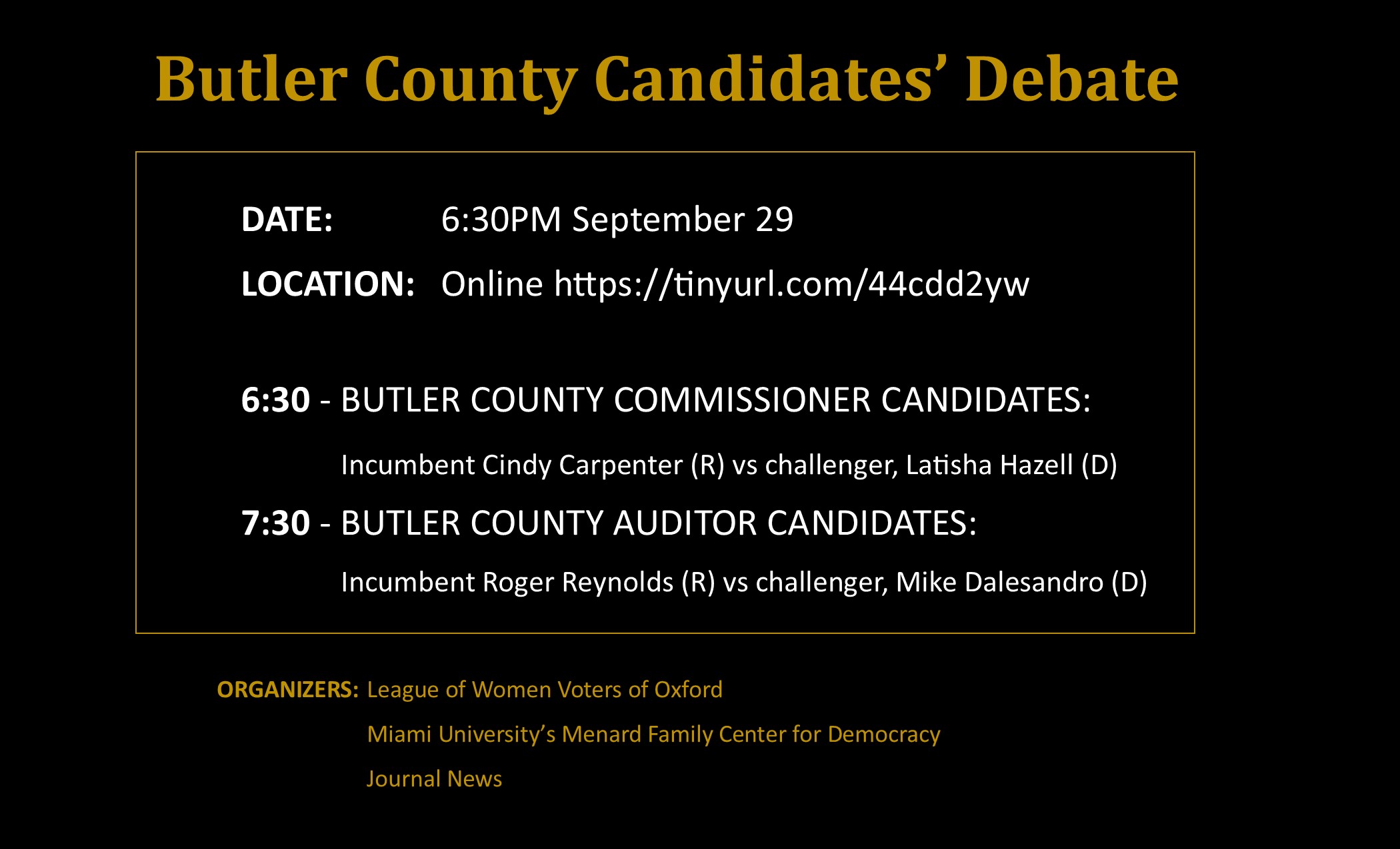 RECORDING Butler County Commissioners Debate 2022 (Butler County